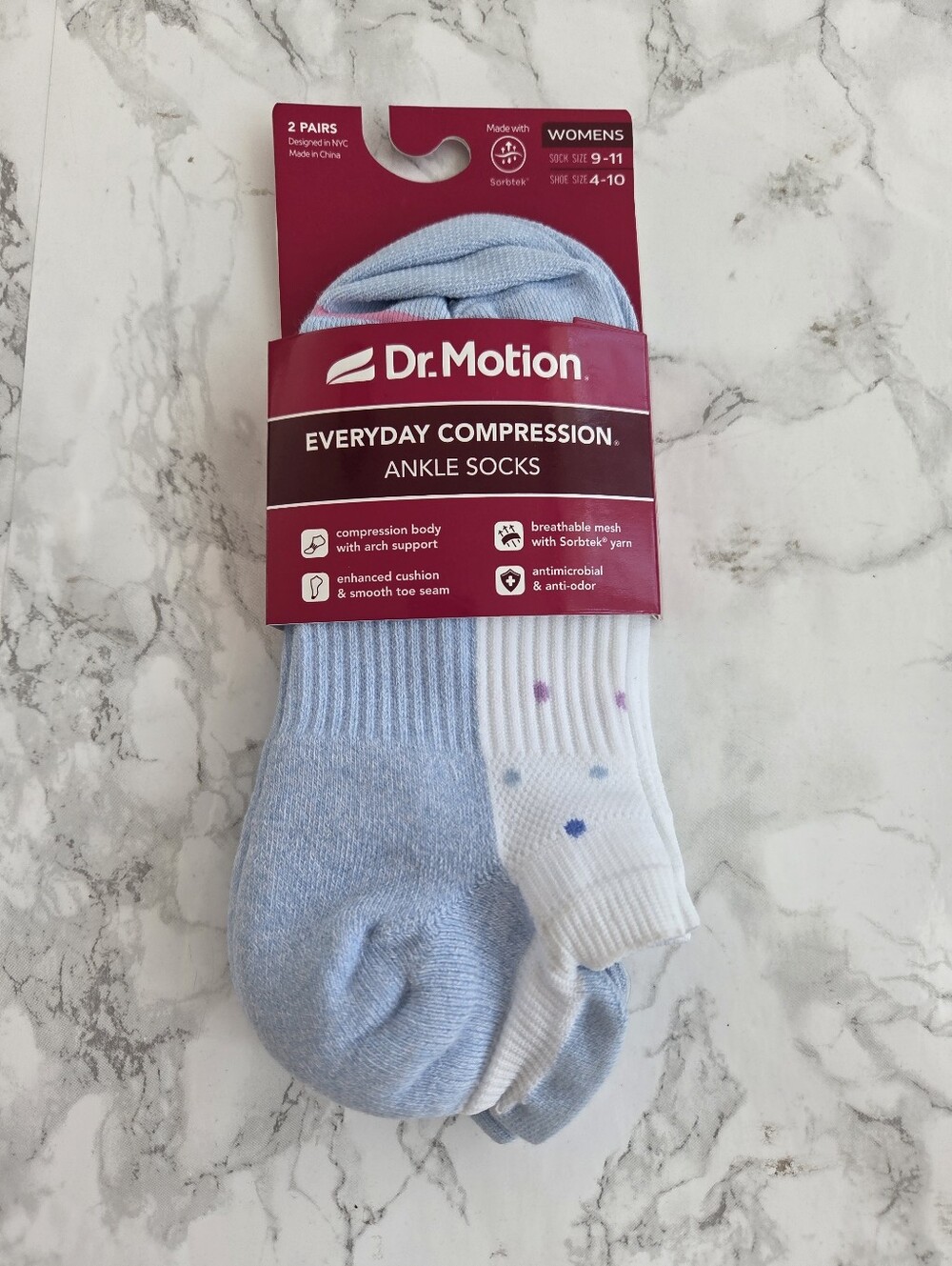 Dr. Motion Ankle Socks 2 Pairs Compression Socks Size Socks 9–11 Shoe 4-10